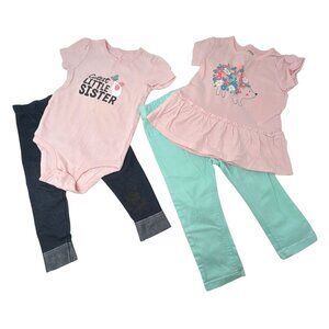 Baby Girls - 1‎ Top with Ruffle, 1 Bodysuit, 1 Leggings, 1 Jeans - Size 24 M, 2T